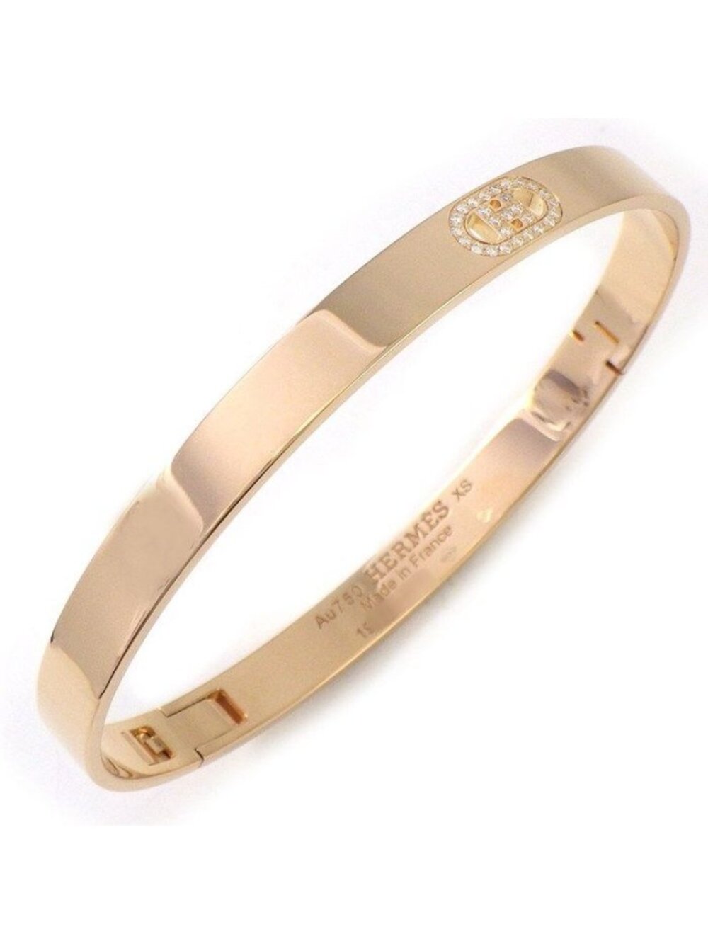 Hermes Bangle D'ancre PM XS 27 Points Diamond Total 18k Pink Gold Bracelet